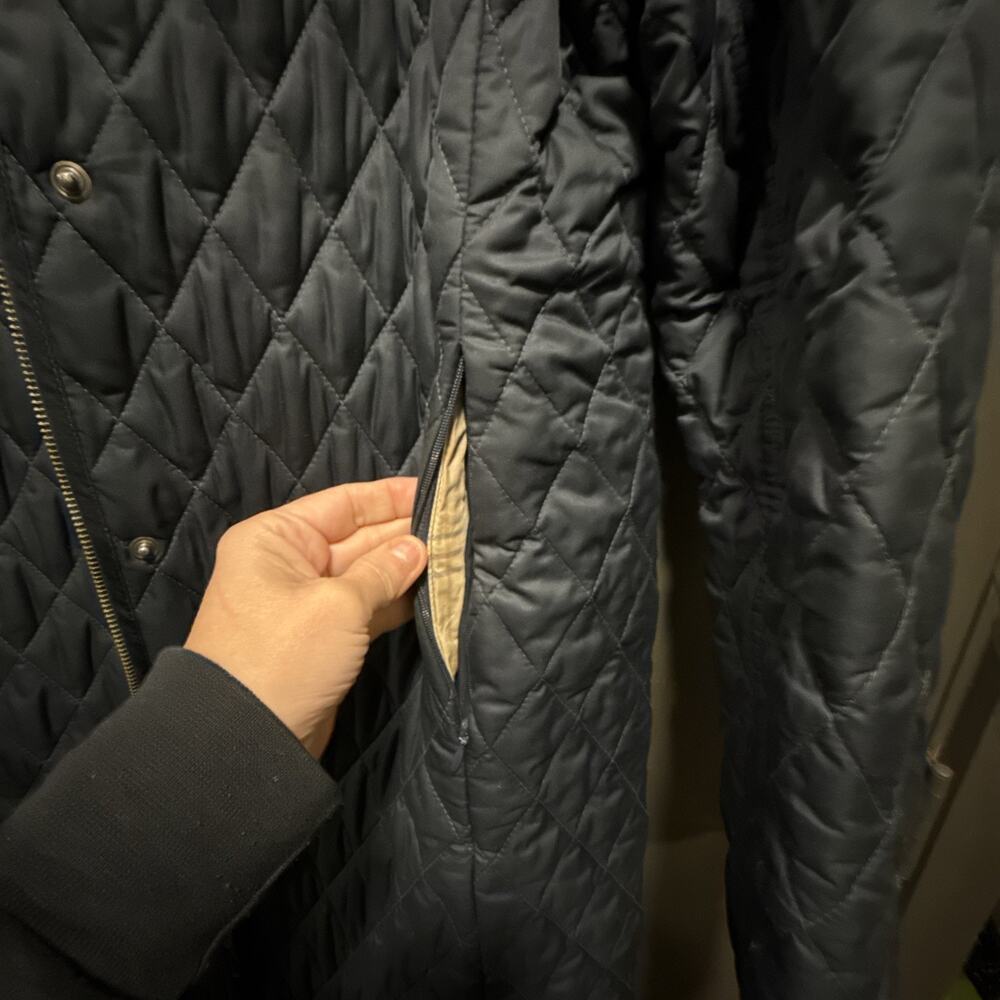 LLBean Quilted Barn Jacket Coat Navy Women’s Size Medium Vintage 90s - Picture 8 of 10